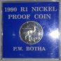 South Africa 1990 R1 Nickel Proof Coin - President P.W. Botha