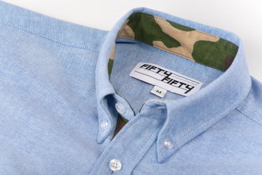 Blue Camo Lined Oxford Shirt - Large