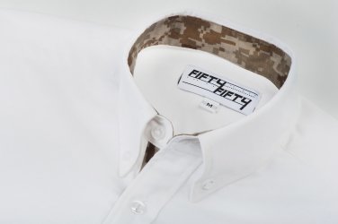 White Camo Lined Oxford Shirt - Large