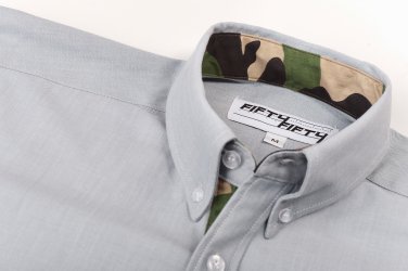 Grey Camo Lined Oxford Shirt - Small