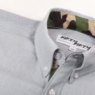 Grey Camo Lined Oxford Shirt - Large