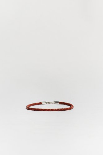 Small Red Braided Leather Bracelet Sterling Silver Clasp