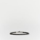 Large Grey Braided Leather Bracelet Sterling Silver Clasp Gray