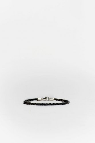 Small Black Braided Leather Bracelet Sterling Silver Clasp