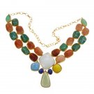 Gemstone Double Row 18k Yellow Gold Plated Necklace