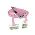 Flat Noodle USB Sync Data Charger Cable for iPhone 4 4S 3GS iPod + Car Plug!