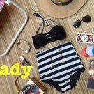 Cady Retro High Waist Swimsuit (Black Top and White & Black Bottom) S/M/L/XL