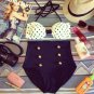 Socialite Retro High Waist Swimsuit (White Polka Dot Top & Black Bottom) S/M