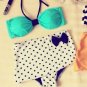 San Francisco Retro High Waist Swimsuit (Green Top & Polka Dot Bottom) S/M