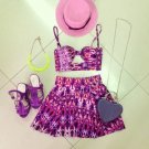 Sassy Matching Top and Skirt (Purple Geometric Design) S/M