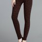 Snowflake Pattern Leggings in Dark Brown