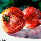 2 Red Tomatoes Daily Painting by Andy Mathis