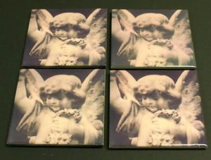 Angel Coaster Set of 4- Polaroid transfer image