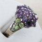 1019) Sterling Silver Violet & Light Green CZ Ring SZ 8 1/2