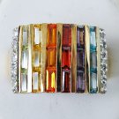 1018) Goldtone Sterling Silver Multi-Color CZ Ring SZ 9