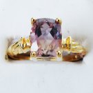 1029) Goldtone Violet CZ Ring SZ 8 1/2