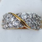 1028) Goldtone Sterling Silver Clear CZ Ring SZ 8 1/2