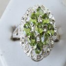 1006) Sterling Silver and Light Green CZ Marquis Shaped Ring SZ 8 1/2