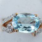 1033) Goldtone Pale Blue CZ Ring SZ 8 1/2