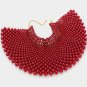 Red Beaded Armor Choker Bib Chain Necklace Set