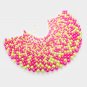 Pink and Green Beaded Armor Choker Bib Chain Necklace Set