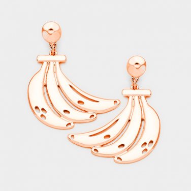Rose Gold Banana Shaped Dangle Earrings