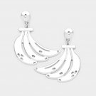 Silver Banana Shaped Dangle Earrings