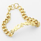 Gold MONEY Chain Link Word Bracelet Urban Statement Sexy Love Hip Hop Jewelry