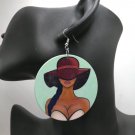 Ponytail Hair Woman Round Circle Dangle Earrings