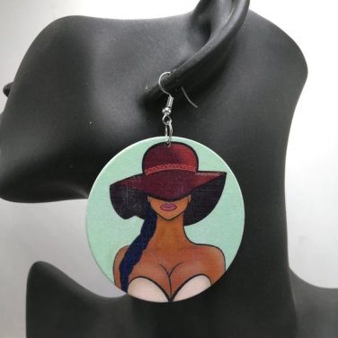 Ponytail Hair Woman Round Circle Dangle Earrings
