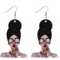 Woman Glasses Headwrap Dangle Style Wood Earrings Fashion Jewelry