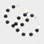 Black And White Beaded Round Shaped Hoop Style Fashion 2.1 Inch Hoop Earrings
