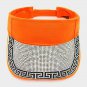 Orange Silver Crystal Greek Patterned Summer Visor Hat Bling Fashion Statement