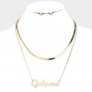 Gold GIRLFRIEND Pendant Style Statement Chain Word Necklace Fashion Jewelry Set