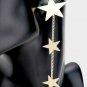 Gold Star Geometric Design Metal Post Drop Dangle Earrings Trendy 3.5 Inches
