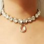 Silver Crystal Teardrop Pendant Choker Statement Chain Gorgeous Necklace Jewelry