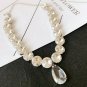 Silver Crystal Teardrop Pendant Choker Statement Chain Gorgeous Necklace Jewelry