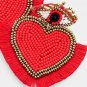 Red Tassled Trimmed Heart Shaped Fashion 2.5 Inch Cute Fringe Dangle Earrings