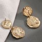 Gold Coin Medusa Portrait Dangle Earrings Style Fashion Jewelry Drop Statement