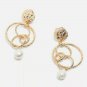 Gold Multi Pendant Pearl Hoop Dangle Earrings Design Fashion Jewelry Trendy