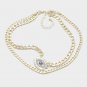 Gold Crystal Evil Eye Necklace Pendant Style Statement Chain Link Trendy Jewelry