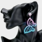 Purple Blue Butterfly Cute Crystal Pendant Fashion Jewelry Drop Dangle Earrings