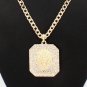 Gold Lionhead Square Medallion Pendant Chain Link Necklace Fashion Jewelry Trend
