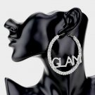 Silver Bling Rhinestone GLAM Fashion Stylish Trendy Round Crystal Hoop Earrings
