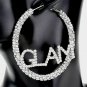 Silver Bling Rhinestone GLAM Fashion Stylish Trendy Round Crystal Hoop Earrings