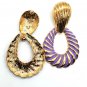 Purple and Gold Swirl Teardrop Shaped Doorknocker 2.75 Inch Drop Dangle Earrings