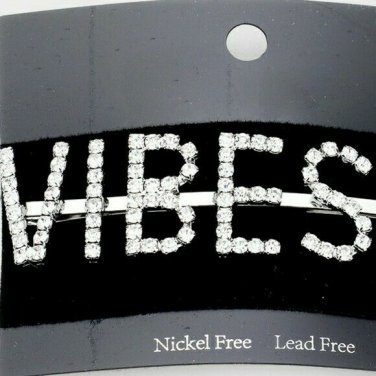 Clear Rhinestone Silver VIBES Bobby Pin Hair Stylish Fashion Clip Accessory