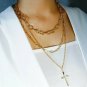 Long Gold MultiLayered Cross Necklace Pendant Statement Chain Jewelry Trendy