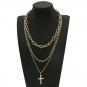 Long Gold MultiLayered Cross Necklace Pendant Statement Chain Jewelry Trendy
