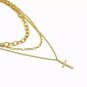 Long Gold MultiLayered Cross Necklace Pendant Statement Chain Jewelry Trendy